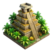 magnificent artistic A Mayan Pyramid Temple Overgrown with Ju high resolution png