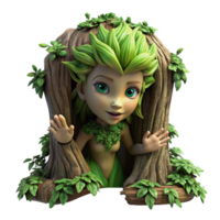 vibrant abstract A Dryad Emerging from a Tree Trunk Covere high resolution png