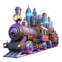 impressive modern A High Speed Steampunk Train Powered By professional png
