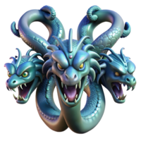 wonderful modern A Powerful Hydra Each Head Uniquely Detai high quality png