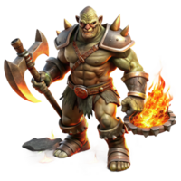 serene creative Orc Chieftain with Flaming Sword original png