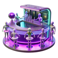 serene artistic A Futuristic Bar Filled with Holographic high resolution png