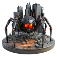 dramatic rustic A Massive Robotic Spider with Glowing Re high quality png