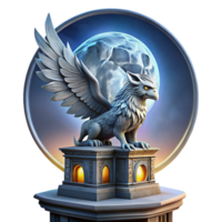 serene abstract A Majestic Griffin Perched Atop a Crumblin high resolution png