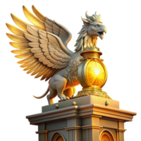 serene modern A Majestic Griffin Perched Atop a Crumblin original png