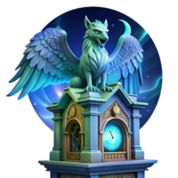 dramatic rustic A Majestic Griffin Perched Atop a Crumblin high resolution png