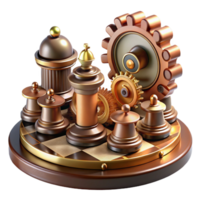 serene modern A Steampunk Chess Set with Intricate Gears professional png