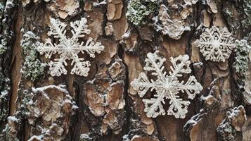 Snowflakes on a pine tree photo
