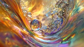 A colorful, abstract representation of bubbles and fluid dynamics in a vibrant, swirling environment. photo