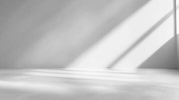 Empty room with white walls and sunlight photo
