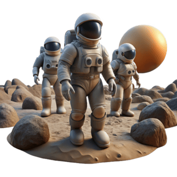 serene minimalist A Group of Explorers in Spacesuits Expl exclusive png
