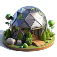 elegant minimalist A Geodesic Dome House Nestled in a Forest high quality png