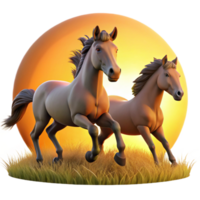 wonderful abstract A Group of Wild Horses Running Through a F original png