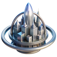 beautiful creative A Towering Chrome Metropolis Built on T exclusive png