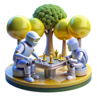 vibrant minimalist A Group of Robots Playing a Game of Chess premium png