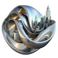 beautiful minimalist Flowing Ribbons of Liquid Mercury Reflec original png