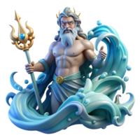 wonderful classic Poseidon the Greek God of the Sea Wield png