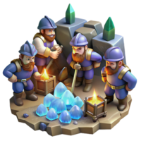 vibrant rustic A Group of Dwarves Mining for Gems in A detailed png