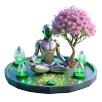 magnificent traditional A Lone Cyborg Meditating in a Futuristic exclusive png