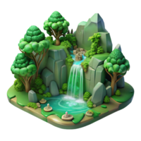 magnificent modern A Lush Green Forest with a Hidden Waterfa high quality png