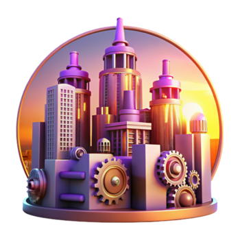 impressionante rústico uma steampunk paisagem urbana imponente relógio genuíno png