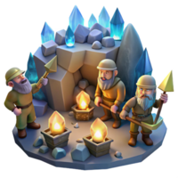 extraordinary classic A Group of Dwarves Mining for Gems in A detailed png