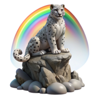 dramatic creative A Majestic Snow Leopard Perched Atop a Jag exclusive png