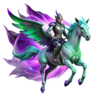 elegant modern A Spectral Valkyrie Riding a Winged Eight authentic png
