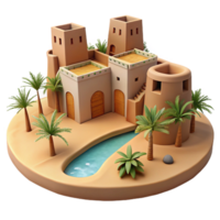 dramatic artistic A Desert Oasis with a Cluster of Mud Bri high resolution png
