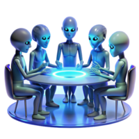 vibrant modern A Group of Alien Diplomats with Iridescen high quality png
