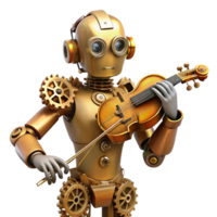 elegant creative A Steampunk Robot Playing a Violin Intr exclusive png