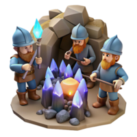 wonderful abstract A Group of Dwarves Mining for Gems in A premium png