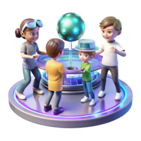 vibrant artistic A Group of Children Playing with Hologr original png