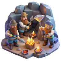stunning traditional A Group of Dwarves Mining for Gems in a Di detailed png