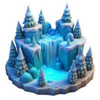 serene rustic A Frozen Waterfall in Winter Surrounded exclusive png