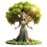 serene rustic A Serene Dryad Emerging from an Ancient detailed png