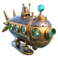 magnificent artistic A Steampunk Submarine Navigating a Coral original png