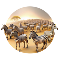 serene minimalist A Herd of Zebras Migrating Across the Afric authentic png
