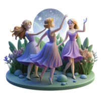 wonderful rustic A Group of Nymphs Dancing in a Moonlit Fo detailed png
