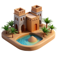 extraordinary abstract A Desert Oasis with Traditional Mud Bric genuine png