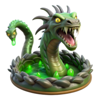beautiful abstract A Ferocious Hydra with Glowing Green Eye professional png