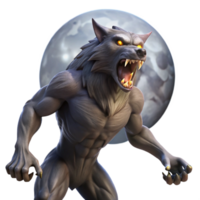 extraordinary abstract Howling Werewolf at the Full Moon genuine png