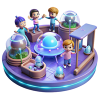elegant artistic A Group of Children Playing in a Futuristi authentic png