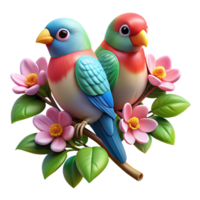 elegant creative A Pair of Lovebirds Perched on a Flowering high resolution png