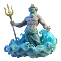 serene minimalist Poseidon God of the Sea Rising from a Te authentic png