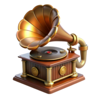dramatic minimalist A Steampunk Gramophone with Intricate Br high resolution png