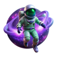 serene contemporary A Lone Astronaut Clad in a Bioluminescent authentic png