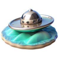 beautiful abstract A Sleek Silver Spaceship Landing on a P premium png