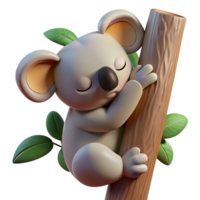 impressive traditional A Sleepy Koala Clinging to a Eucalyptus Tr high quality png