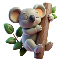 wonderful vintage A Sleepy Koala Clinging to a Eucalyptus Tr high quality png